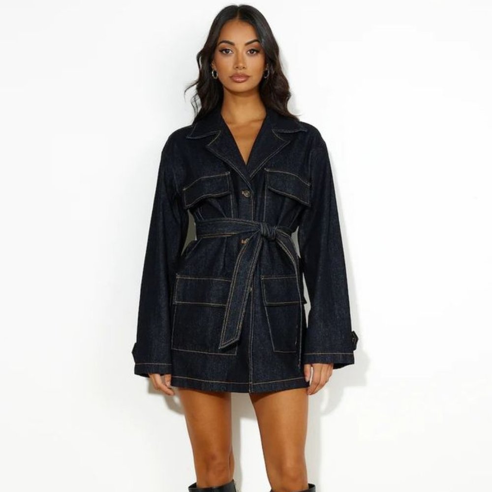 LIONESS GISELLE DRESS DARK DENIM